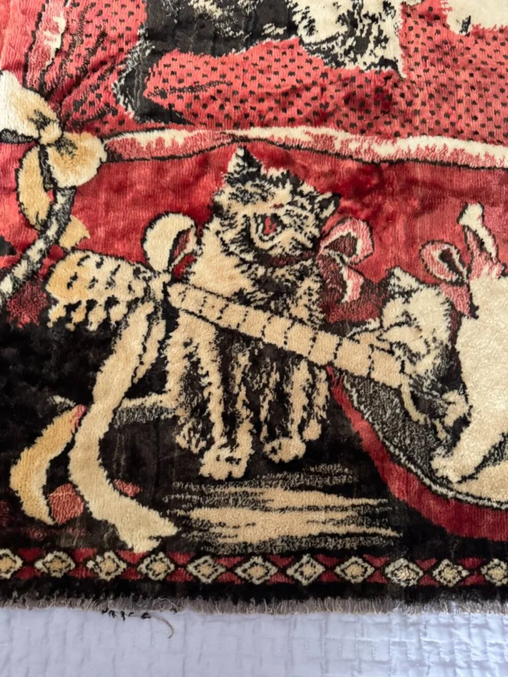 RARE Vintage Cat  Artists & Musicians  Velvet Tapestry Wall Hanging Rug 49x49